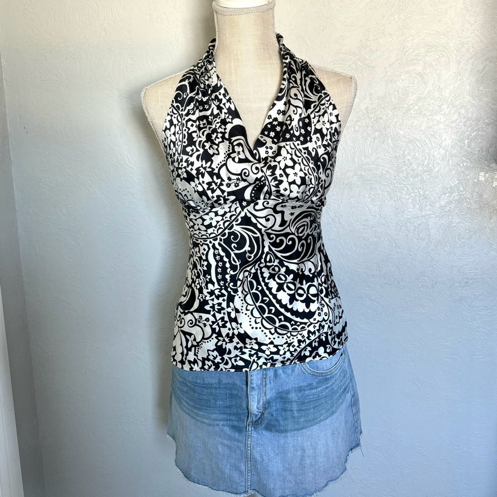 Express Y2K Black And White Halter Top Women’s Tank Top Size Small